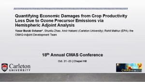 Quantifying Economic Damages from Crop Productivity Loss Due