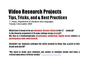 Video Research Projects Tips Tricks and Best Practices