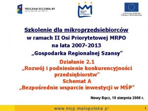 Szkolenie dla mikroprzedsiebiorcw w ramach II Osi Priorytetowej