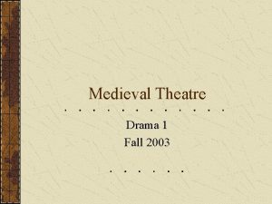 Medieval Theatre Drama 1 Fall 2003 Drama in