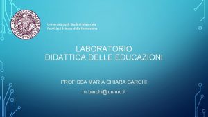 Universit degli Studi di Macerata Facolt di Scienze