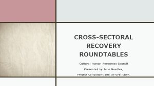 CROSSSECTORAL RECOVERY ROUNDTABLES Cultural Human Resources Council Presented