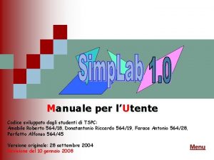 Manuale per lUtente Codice sviluppato dagli studenti di