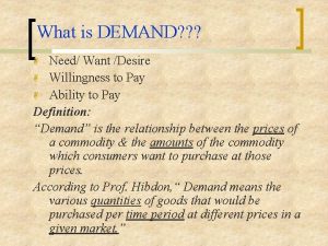 What is DEMAND Need Want Desire Willingness to