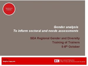 Genderand Diversity Gender analysis To inform sectoral and
