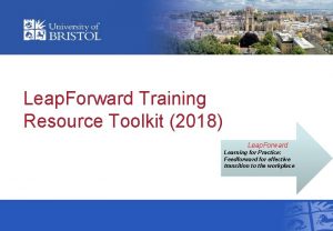 Leap Forward Training Resource Toolkit 2018 Leap Forward