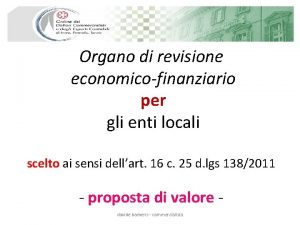 Organo di revisione economicofinanziario per gli enti locali