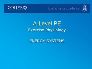 ALevel PE Exercise Physiology ENERGY SYSTEMS Lesson Aim