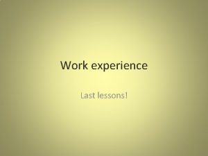 Work experience Last lessons Targets You targets page