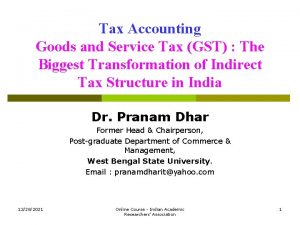 Tax Accounting Goods and Service Tax GST The