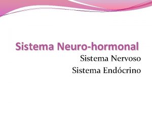 Sistema Neurohormonal Sistema Nervoso Sistema Endcrino Funo Coordenar
