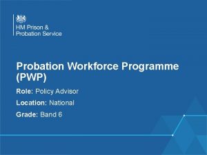 Probation Workforce Programme PWP Role Policy Advisor Location