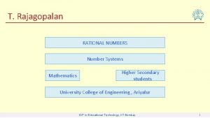 T Rajagopalan RATIONAL NUMBERS Number Systems Mathematics Higher