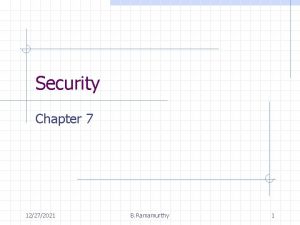 Security Chapter 7 12272021 B Ramamurthy 1 Introduction