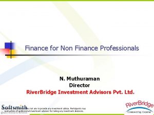 Finance for Non Finance Professionals N Muthuraman Director