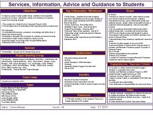 Services Information Advice and Guidance to Students Objectives