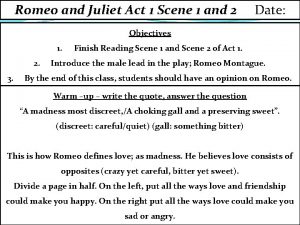 Romeo and Juliet Act 1 Scene 1 and