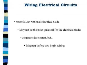 Wiring Electrical Circuits Must follow National Electrical Code