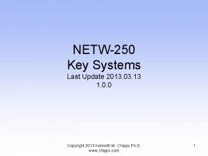 NETW250 Key Systems Last Update 2013 03 13