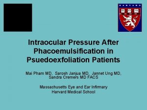 Intraocular Pressure After Phacoemulsification in Psuedoexfoliation Patients Mai