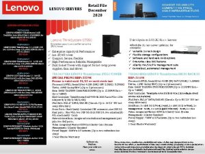 LENOVO SERVERS Retail File December 2020 SERVERS OPTIONS