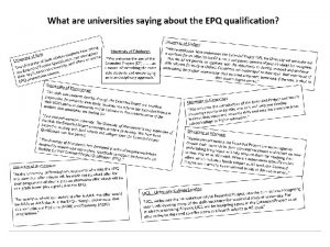 EXTENDED PROJECT QUALIFICATION EPQ Commencing October 2020 To