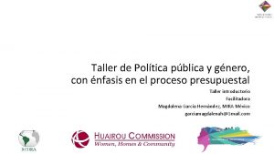 Taller de Poltica pblica y gnero con nfasis