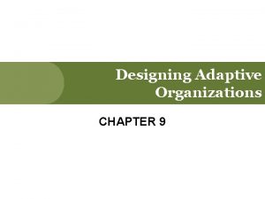 Designing Adaptive Organizations CHAPTER 9 chapter 9 Organizing