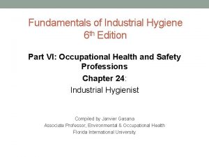 Fundamentals of Industrial Hygiene 6 th Edition Part