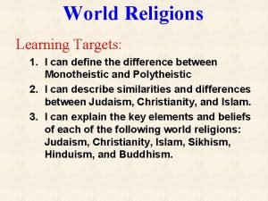 World Religions Learning Targets 1 I can define