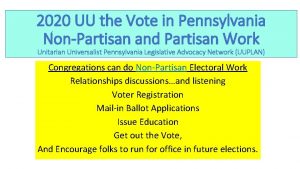 2020 UU the Vote in Pennsylvania NonPartisan and