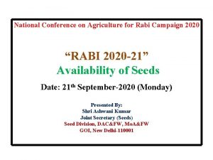 National Conference on Agriculture for Rabi Campaign 2020