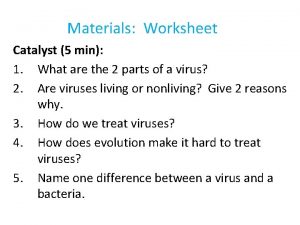 Materials Worksheet Catalyst 5 min 1 What are