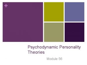Psychodynamic Personality Theories Module 56 Psychodynamic Theories n