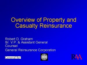 Overview of Property and Casualty Reinsurance Robert D