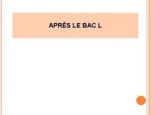 APRS LE BAC L LA CLASSE DE PREMIRE