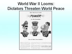 World War II Looms Dictators Threaten World Peace