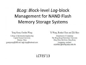 BLog Blocklevel Logblock Management for NAND Flash Memory