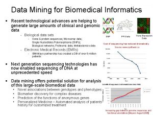 Data Mining for Biomedical Informatics Recent technological advances