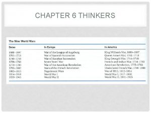 CHAPTER 6 THINKERS CHAPTER 6 THINKERS Other than