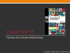 CHAPTER 15 Families and Intimate Relationships Copyright Cengage