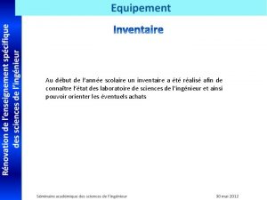 Au dbut de lanne scolaire un inventaire a