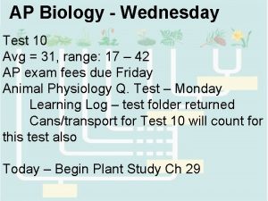 AP Biology Wednesday Test 10 Avg 31 range
