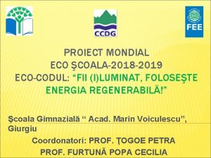 PROIECT MONDIAL ECO COALA2018 2019 ECOCODUL FII ILUMINAT