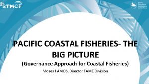 PACIFIC COASTAL FISHERIES THE BIG PICTURE Governance Approach