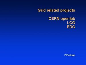 Grid related projects CERN openlab LCG EDG F