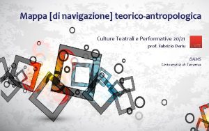 Mappa di navigazione teoricoantropologica Culture Teatrali e Performative