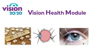 Vision Health Module What is Vision Parts of