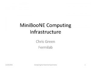 Mini Boo NE Computing Infrastructure Chris Green Fermilab