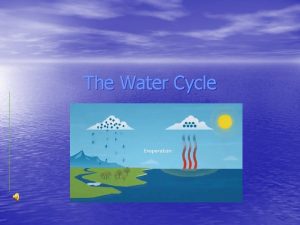 The Water Cycle The Water Cycle Essential Question